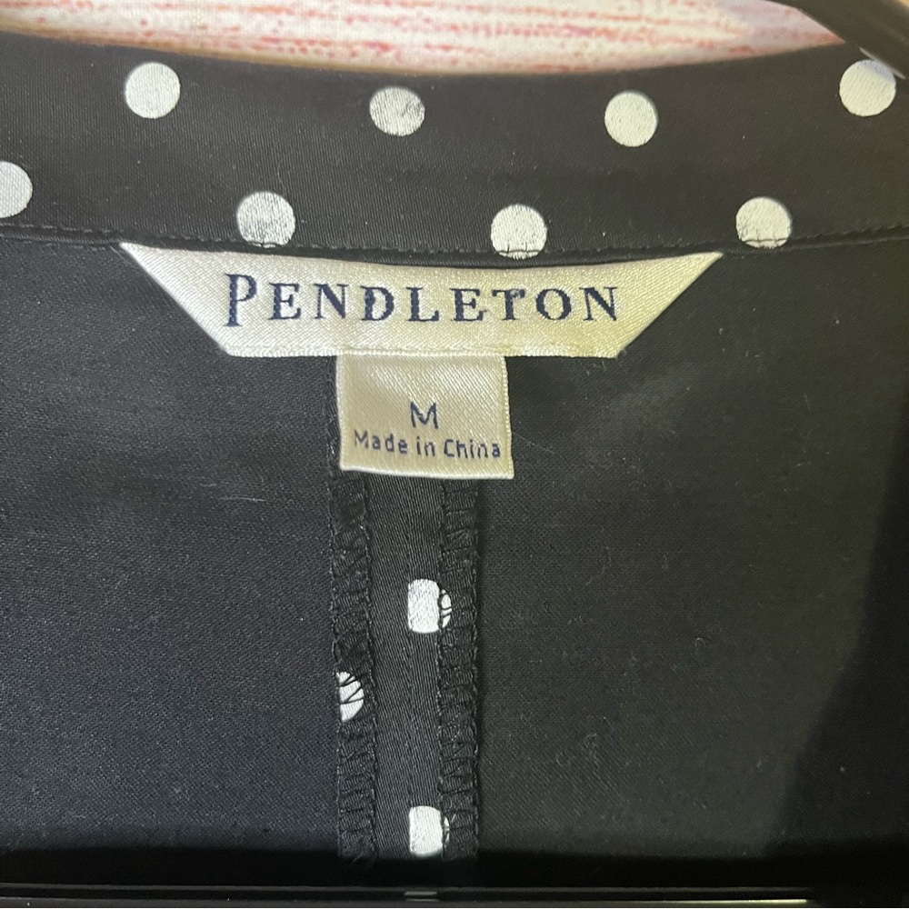 Pendleton Black White Polka Dot Button Down Shirt Size‎ Medium - Picture 2 of 6